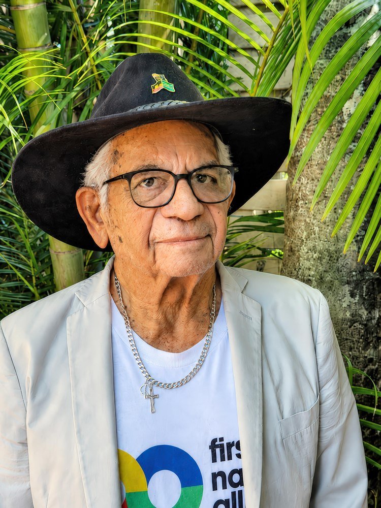 Uncle Bill Lemson, Aboriginal Elder, in a leafy outdoor setting